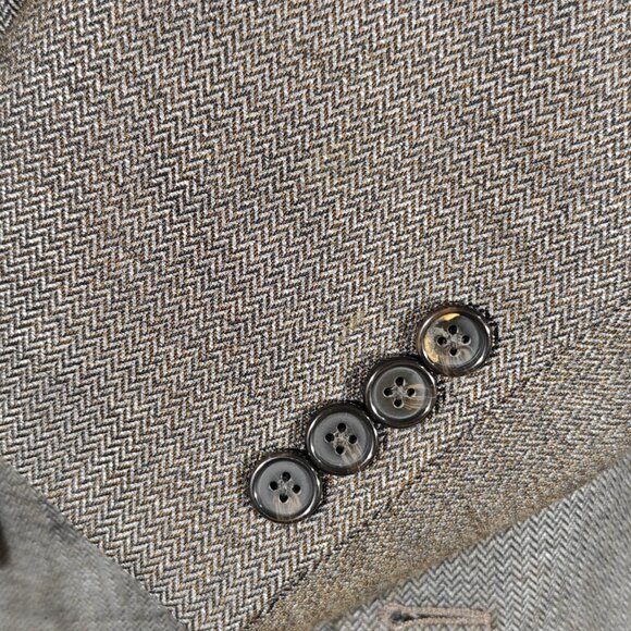 Lauren Ralph Lauren Mens Sport Coat Blazer Two Button Brown Gray Herringbone 44L - Picture 10 of 15